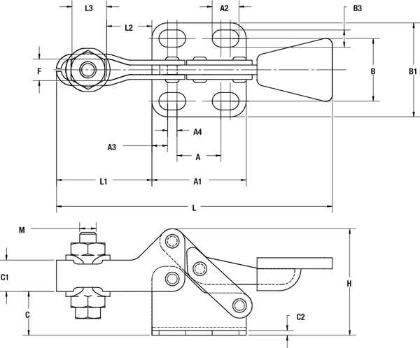 Toggle Clamp, Horiz, SS, 1.06 In, 2.75 In