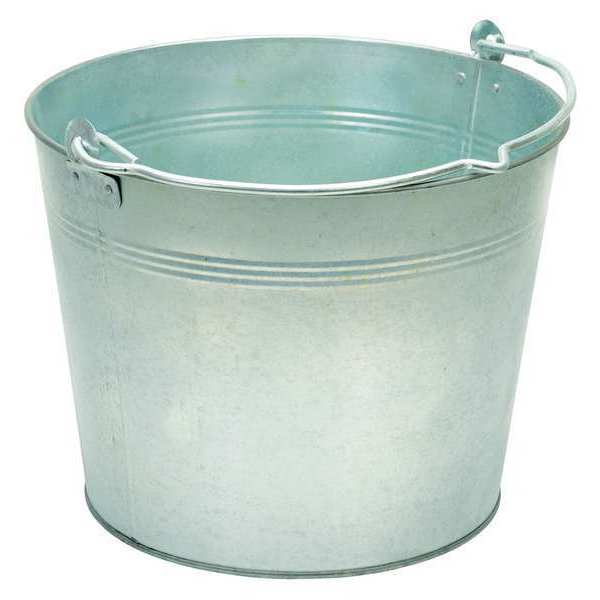3.3 gal Round Tapered Bucket, Silver, Steel