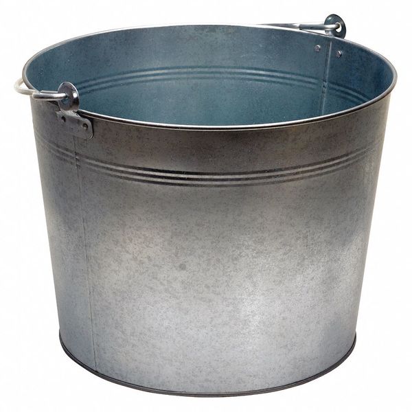 5 gal Round Tapered Bucket, Silver, Steel