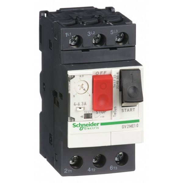 Manual Motor Starter, Button, 4-6.3A, 1P
