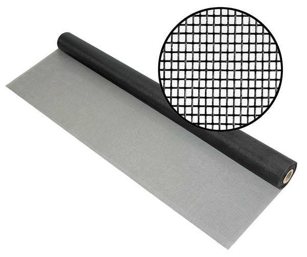 Door and Window Screen, Fiberglass, 72 in W, 100 ft L, 0.013 in Wire Dia, Charcoal