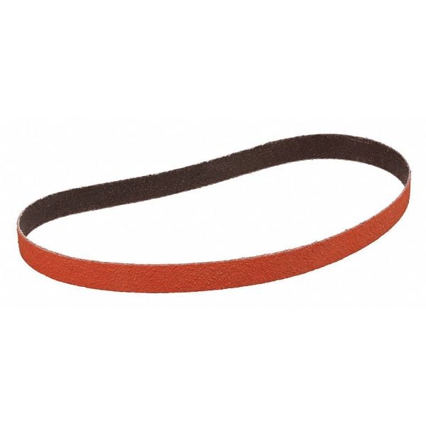 Cloth Belt, Coated, 1/2 in W, 24 in L, 36 Grit, Extra Coarse, Ceramic, 984F, Orange