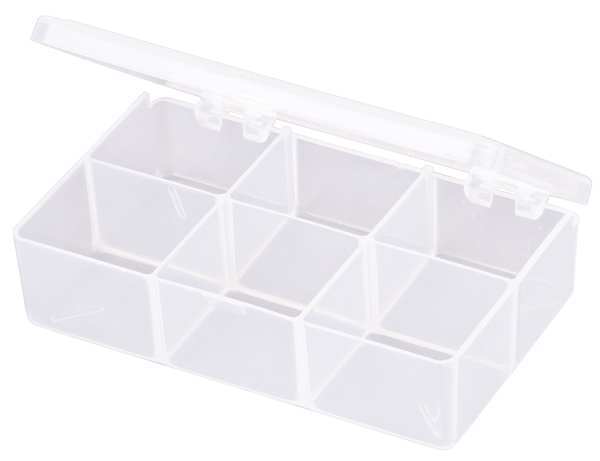 Compartment Box with 6 compartments, Plastic, 1 3/16 in H x 2-5/8 in W