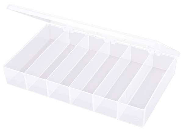 Compartment Box with 6 compartments, Plastic, 1 3/4 in H x 6-3/16 in W