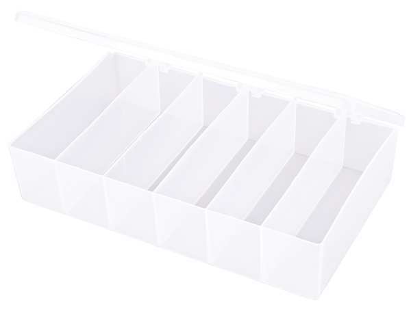 Compartment Box with 6 compartments, Plastic, 2 7/16 in H x 6-3/16 in W