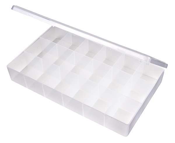 Compartment Box with 18 compartments, Plastic, 1 3/4 in H x 6-3/16 in W