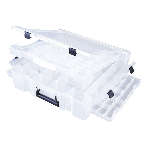 Adjustable Compartment Box with 25 to 89 compartments, Plastic, 5 in H x 16-3/4 in W