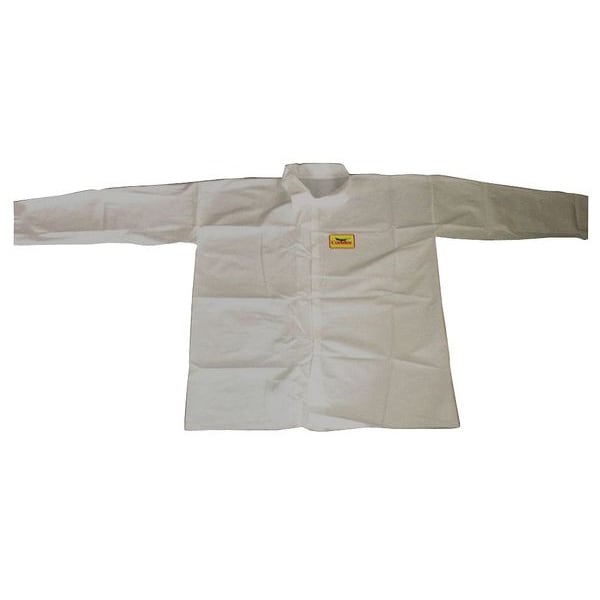 Disposable Shirt , Xl , White , Snap Front
