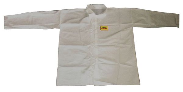 Disposable Shirt , L , White , Snap Front