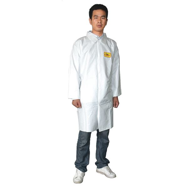 Disposable Lab Coat, White, L, PK30