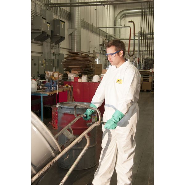 Collared Disposable Coveralls, 25 PK, White, Microporous Film Laminate, Zipper