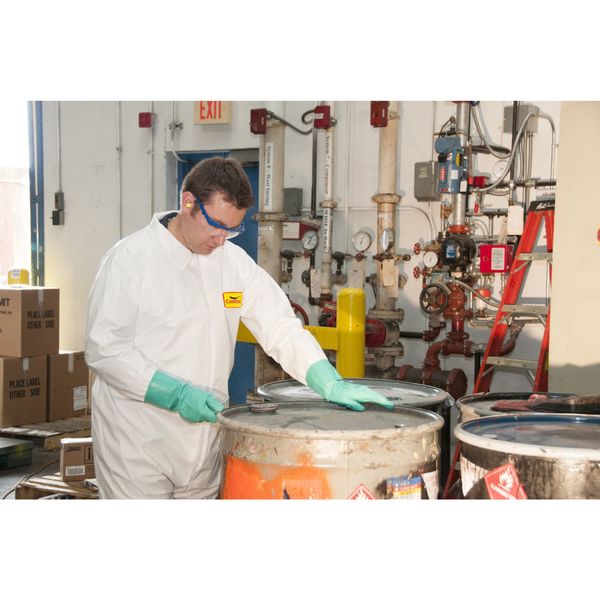 Collared Disposable Coveralls, 6 PK, White, Microporous Film Laminate, Zipper