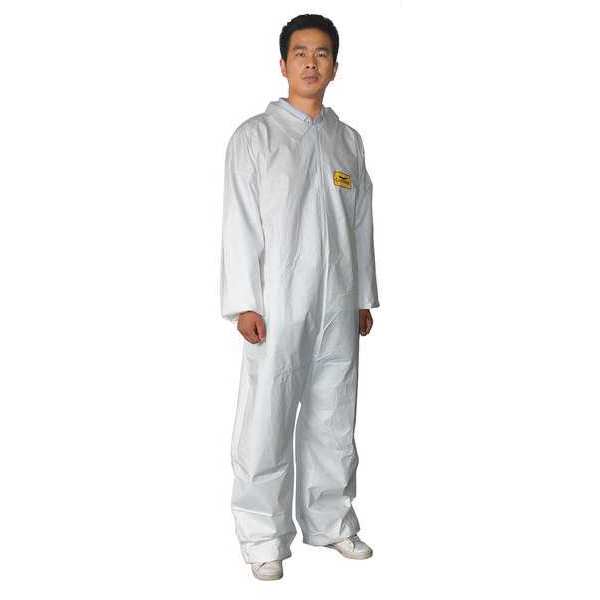 Collared Disposable Coveralls, 2XL, 6 PK, White, Zipper