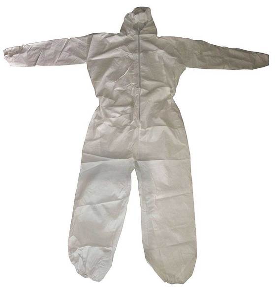 Hooded Disposable Coveralls, 25 PK, White, Microporous Film Laminate, Zipper