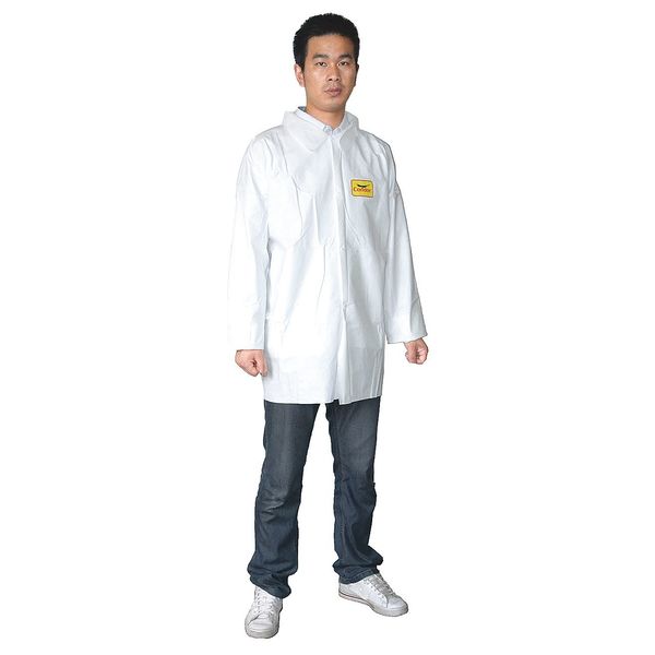 Disposable Shirt , L , White , Snap Front