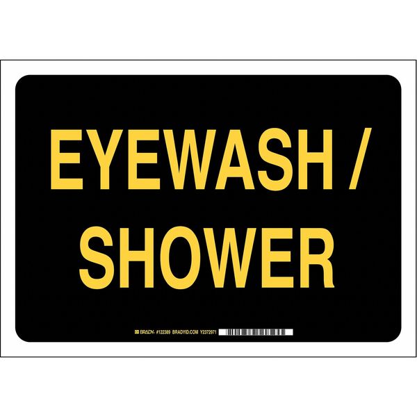 Eye Wash Sign, 10 in Height, 14 in Width, Polyester, Rectangle, English