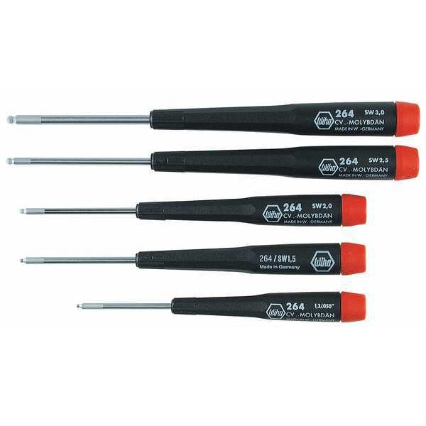 Precision Screwdriver Set, Ball Hex, Metric, 5 pcs