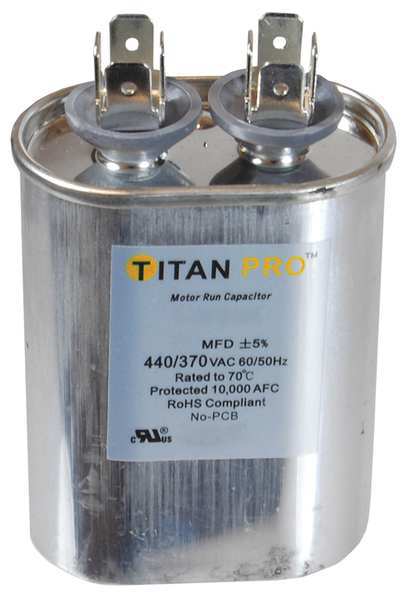 Motor Run Capacitor, 3 MFD, 2-3/4 In. H