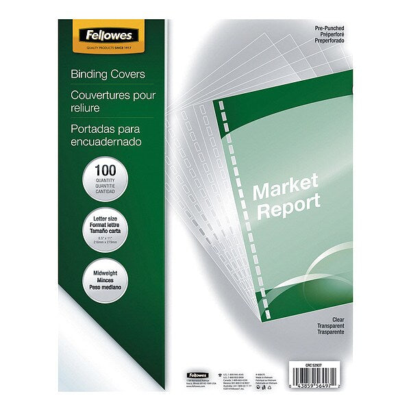 Binding Cover, Clr, 8-1/2x11 In., PK100