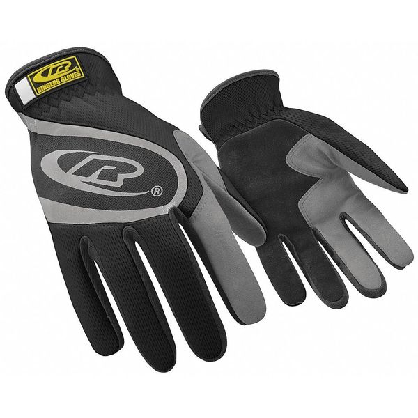 Mechanics Gloves, 2XS, Black, Reinforced Split Palm, Mesh Spandex