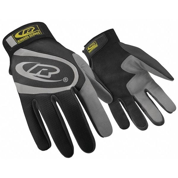 Mechanics Gloves, 2XS, Black, Reinforced Split Palm, Mesh Spandex