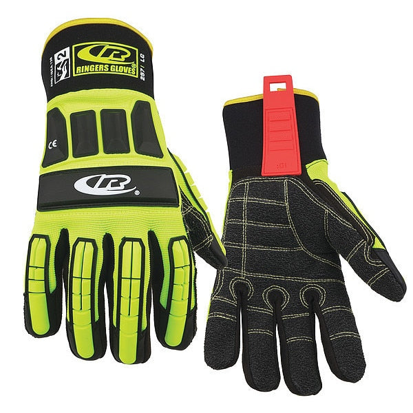 Hi-Vis Cut Resistant Impact Gloves, A3 Cut Level, Uncoated, S, 1 PR
