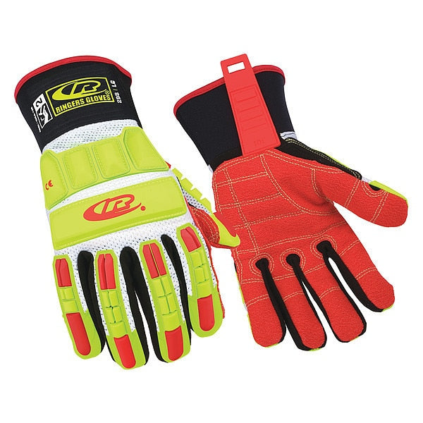 Hi-Vis Cut Resistant Impact Gloves, 3 Cut Level, Uncoated, 3XL, 1 PR