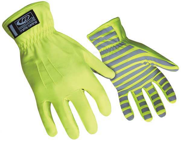 Hi-Vis Mechanics Gloves, 3XL, Green, Nylon, Reflective Coating, Nylon