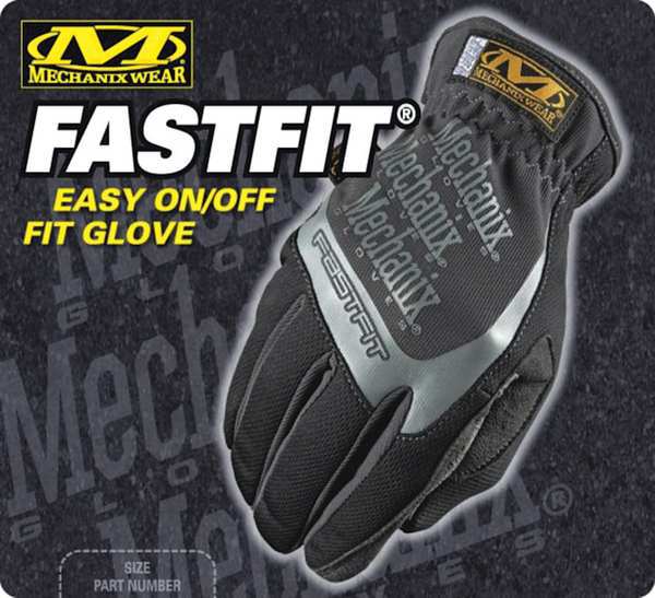 Mechanics Gloves, L, Black, Clarino Synthetic Leather, Spandex