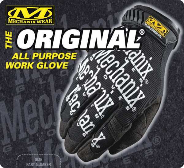 Mechanics Gloves, L, Black, Clarino Synthetic Leather, Spandex