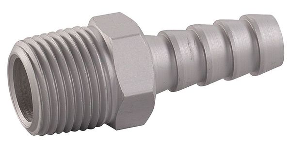 Hose Barb, 3/8 In Barb, 3/8 In MNPT, Alum