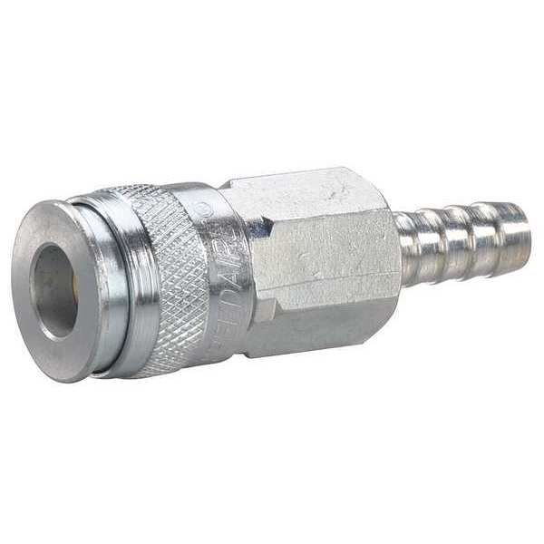 Coupler Body, Hose Barb, 3/8, Brass/Steel