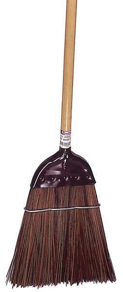 12 in Sweep Face Broom, Stiff, Natural, Brown, 45 in L Handle