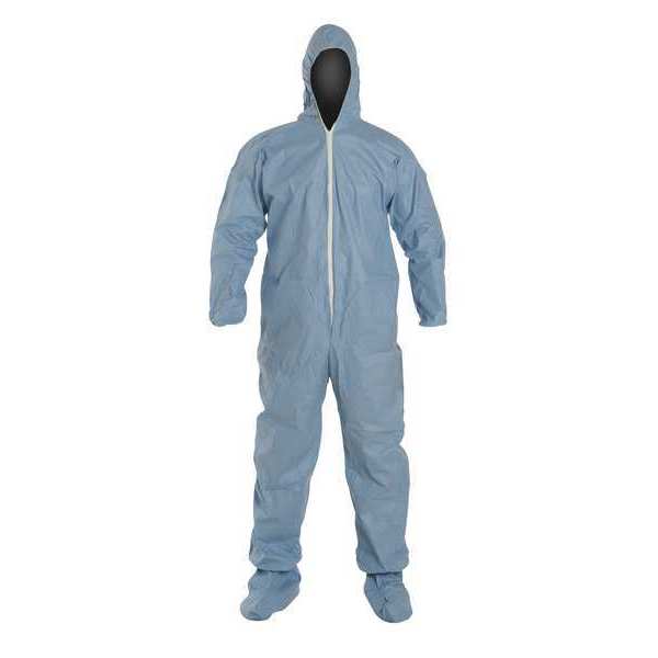 Flame Resistant Coverall w/Hood and Boots, Sky Blue, Tempro, L
