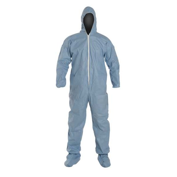 Flame Resistant Coverall w/Hood and Boots, Sky Blue, Tempro, XL