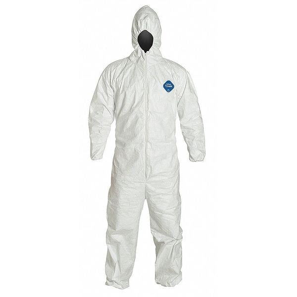 Hooded Disposable Coveralls, White, Tyvek(R) 400, Zipper