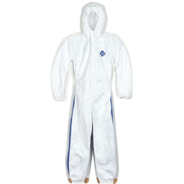 Hooded Disposable Coveralls, 4XL, 25 PK, White, High Density Spunbond Polyethylene, Zipper