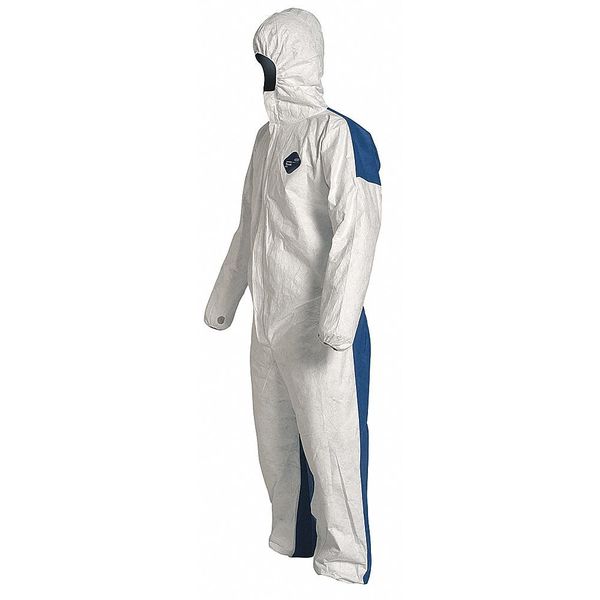 Hooded Disposable Coveralls, XL, 25 PK, White, High Density Spunbond Polyethylene, Zipper