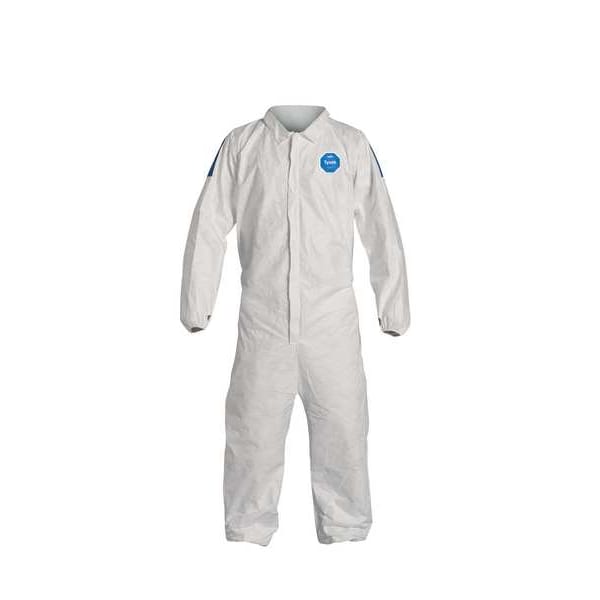 Tyvek 400 Collared Disposable Coverall, High Density Spunbond Polyethylene, 2XL, White, 25 Pack