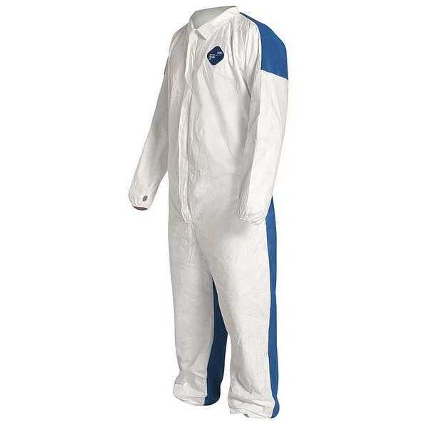 Collared Disposable Coveralls, 25 PK, White, High Density Spunbond Polyethylene, Zipper