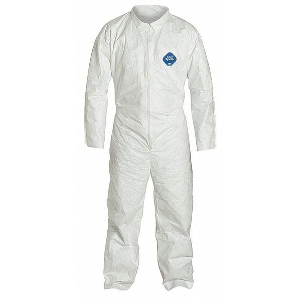Collared Disposable Coveralls, White, Tyvek(R) 400, Zipper
