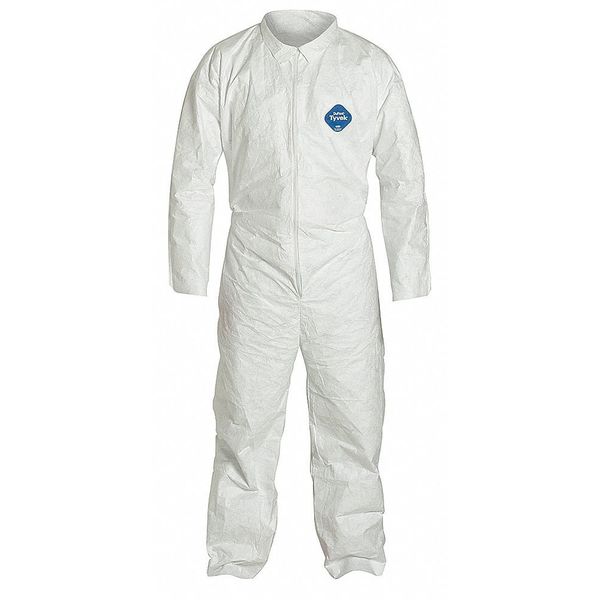 Collared Disposable Coveralls, White, Tyvek(R) 400, Zipper