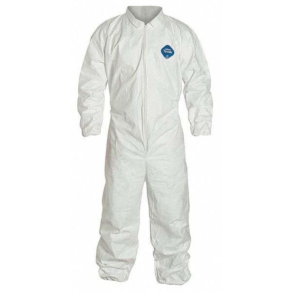 Collared Disposable Coveralls, White, Tyvek(R) 400, Zipper