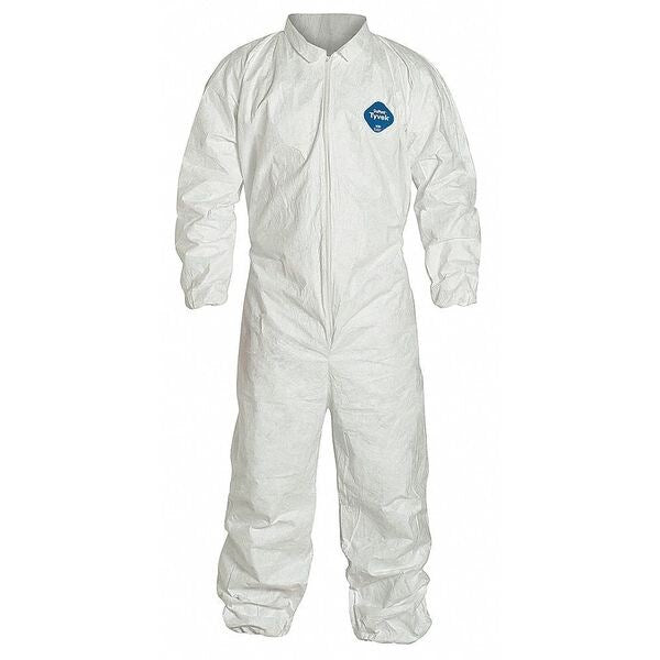 Collared Disposable Coveralls, White, Tyvek(R) 400, Zipper