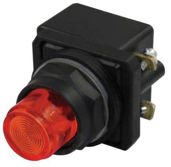 Pilot Light, LED, 120VAC, 30mm, Plastic, RD