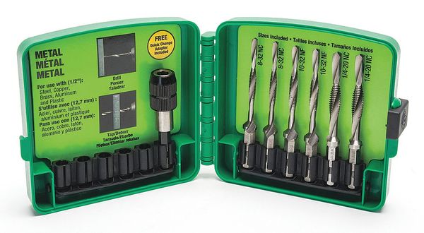 Drill/Tap/Countersink Set, HSS, 7 pcs.