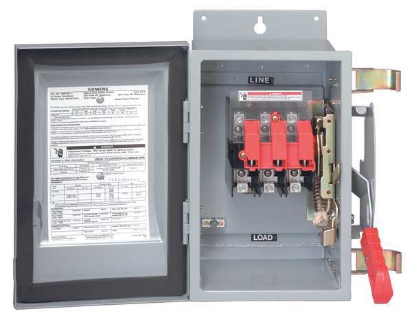Fusible Solar Safety Disconnect Switch, 100 A, 600V AC/DC, 3 pole, NEMA 1