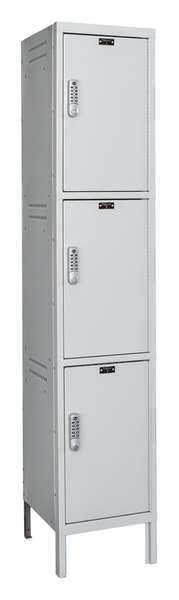 Wardrobe Locker, 15 in W, 21 in D, 78 in H, (1) Wide, (3) Tier, Light Gray