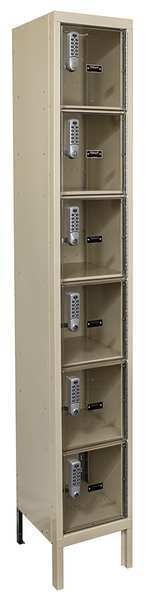 Box Locker, 12 in W, 12 in D, 78 in H, (1) Wide, Tan