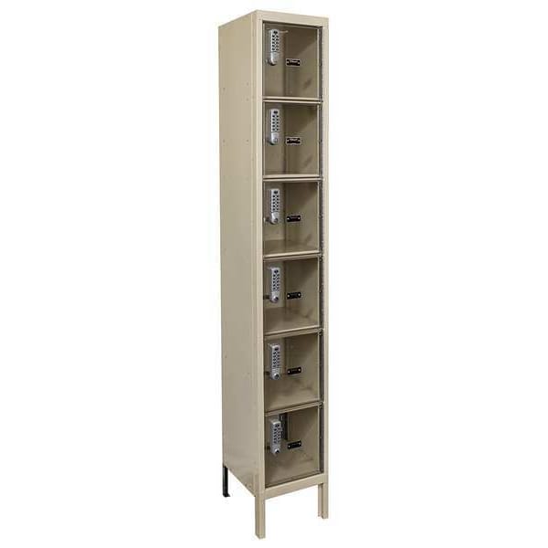 Box Locker, 12 in W, 12 in D, 78 in H, (1) Wide, Tan